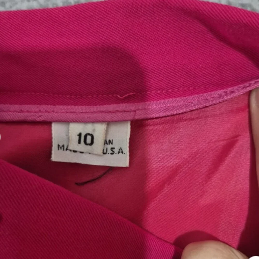 VTG Christian Dior Pink Skirt Suit Blazer Power Suit Gold Button 10 Made In USA